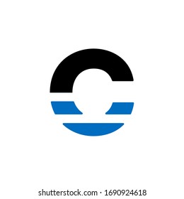 Carta moderna con el logotipo del vector geométrico azul Carta C. C