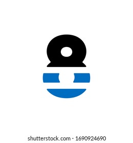 Modern Blue Geometric Vector Logo Number 8. 8 Number Design Vector