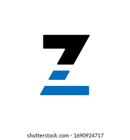 Carta moderna con logotipo de vectores geométricos azul Z. Vector de diseño de letra Z