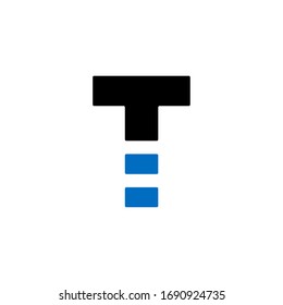 Modern Blue Geometric Vector Logo Letter T. T Letter Design Vector