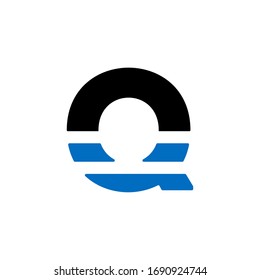 Modern Blue Geometric Vector Logo Letter Q. Q Letter Design Vector