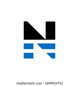 Modern Blue Geometric Vector Logo Letter N. N Letter Design Vector