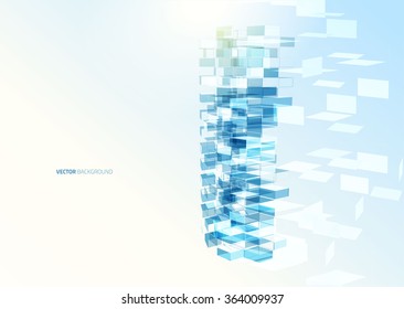 Modern blue glass wall of office building
