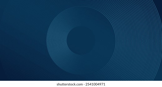 Líneas geométricas brillantes azules modernas sobre fondo azul oscuro. Moderno patrón de líneas de círculo azul brillante simple