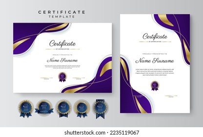 Modern blue gold certificate award template for business and education