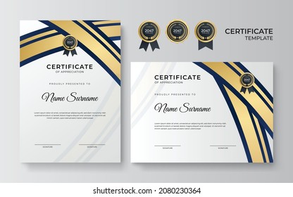 Modern Blue Gold Certificate Design Template Stock Vector (Royalty Free ...