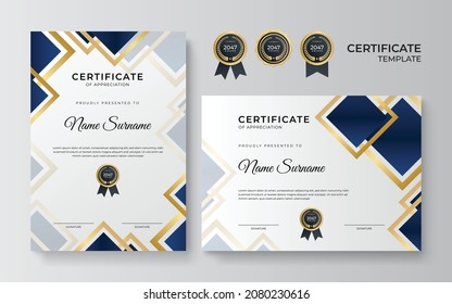 Modern blue gold certificate design template