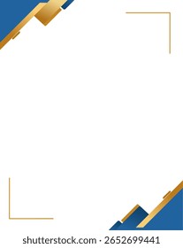 Modern blue and gold corner frame background with clean lines, ideal for certificates, business cards, or posters