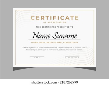 modern blue and gold wavy shape certificate template vector illustration