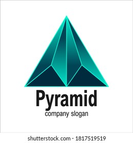 Modern Blue Gradient 3d Arrow Geometric Polygon Triangle Pyramid Logo Symbol