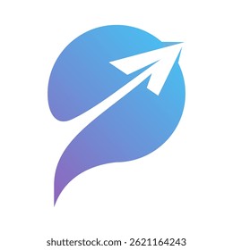Modern Blue Gradient Abstract Speech Bubble with White Arrow
