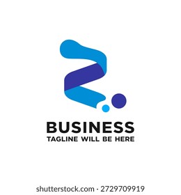 Moderno gradiente azul Abstractas en forma de Z logotipo de negocios con puntos de conexión