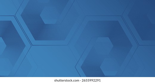 Modern blue gradient background featuring a hexagon line. Ideal as a sophisticated abstract modern art