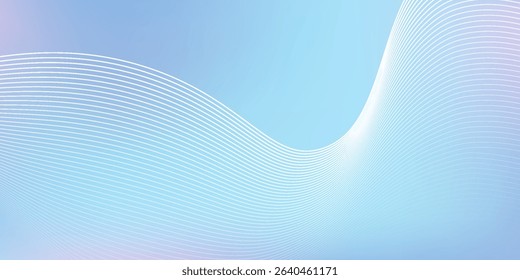 Modern blue gradient background with shining lines waves. Minimalist background for banner, poster, cover, brochure simple abstract