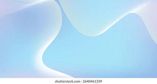 Modern blue gradient background with shining lines waves. Minimalist background for banner, poster, cover, brochure simple abstract modern