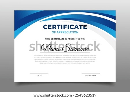 modern blue gradient business certificate template design collection