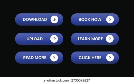 Modern Blue Gradient Call To Action Buttons Set for Web and Mobile UI Illustration 