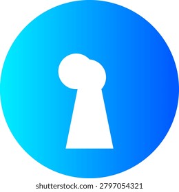 Modern blue gradient circular icon featuring a white keyhole symbol representing security, privacy, safety, and authorized access for digital applications.