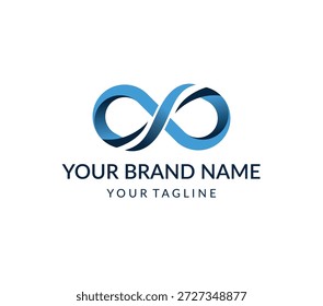 Concepto moderno del logotipo del símbolo del infinito del degradado azul, icono único.