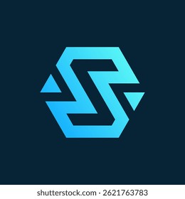 Modern Blue Gradient Letter S Logo in a Hexagon