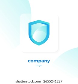 Logotipo azul moderno del escudo del degradado