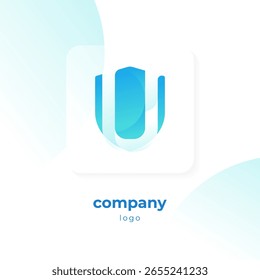 modern blue gradient shield logo