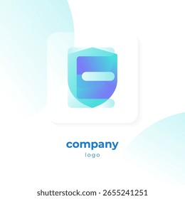 Logotipo azul moderno del escudo del degradado