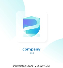 Logotipo azul moderno del escudo del degradado
