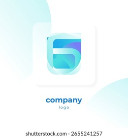 logotipo do escudo de gradiente azul moderno