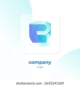 Logotipo azul moderno del escudo del degradado