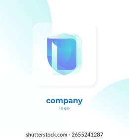 Logotipo azul moderno del escudo del degradado