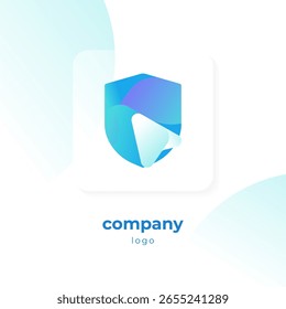 logotipo do escudo de gradiente azul moderno