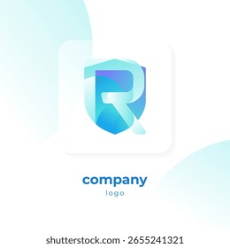 logotipo do escudo de gradiente azul moderno