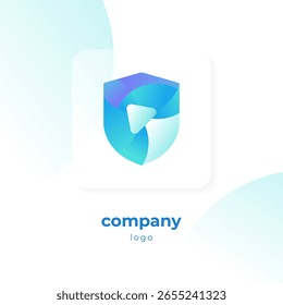 logotipo do escudo de gradiente azul moderno