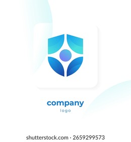 logotipo do escudo de gradiente azul moderno
