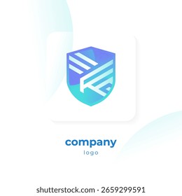 Logotipo azul moderno del escudo del degradado
