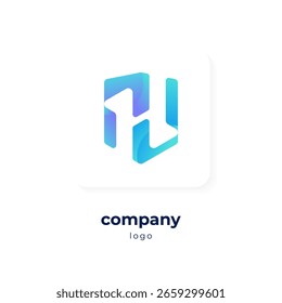 Logotipo azul moderno del escudo del degradado