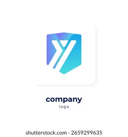 modern blue gradient shield logo