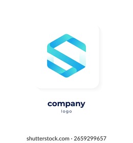 logotipo do escudo de gradiente azul moderno