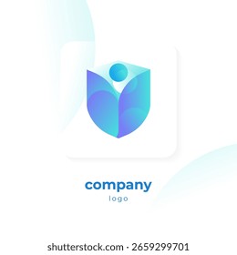 modern blue gradient shield logo