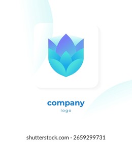 Logotipo azul moderno del escudo del degradado