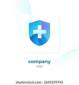 logotipo do escudo de gradiente azul moderno
