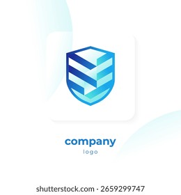 Logotipo azul moderno del escudo del degradado