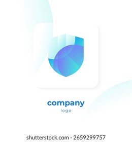 logotipo do escudo de gradiente azul moderno