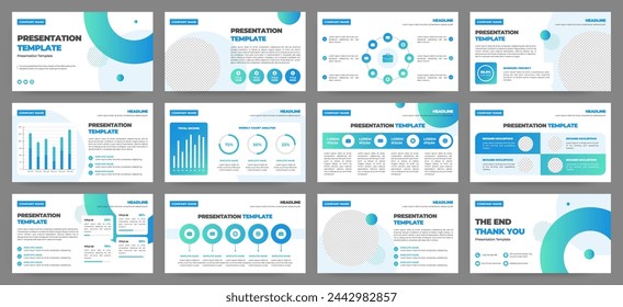 Modern Blue Gradient Startup Pitch Deck and Campaign Deck Presentation Template with Infographics. Creative educational presentation template with infographic slides and minimal pastel design.