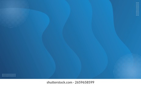 Modern blue gradient waves layered halftone banner background. Abstract vector illustration.