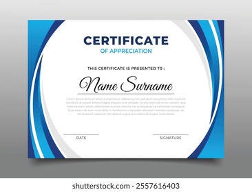 modern blue gradient wavy business certificate template design collection