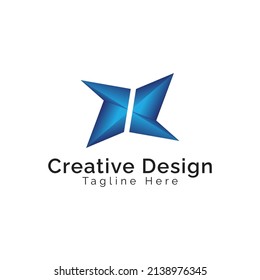 Gradiente azul moderno x letra icono de logotipo y diseño de ilustración