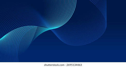 Fundo abstrato azul e verde moderno com linhas de ondas curvas dinâmicas e gradiente suave, design de tecnologia futurista ideal para apresentação de negócios, banner digital, site, marca corporativa.