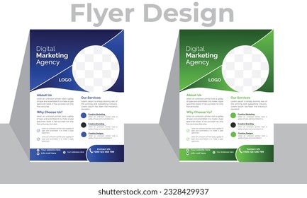 plantilla moderna de diseño azul y verde para portada de carteles. Diseño gráfico con elementos gráficos triangulares y espacio para fondo fotográfico